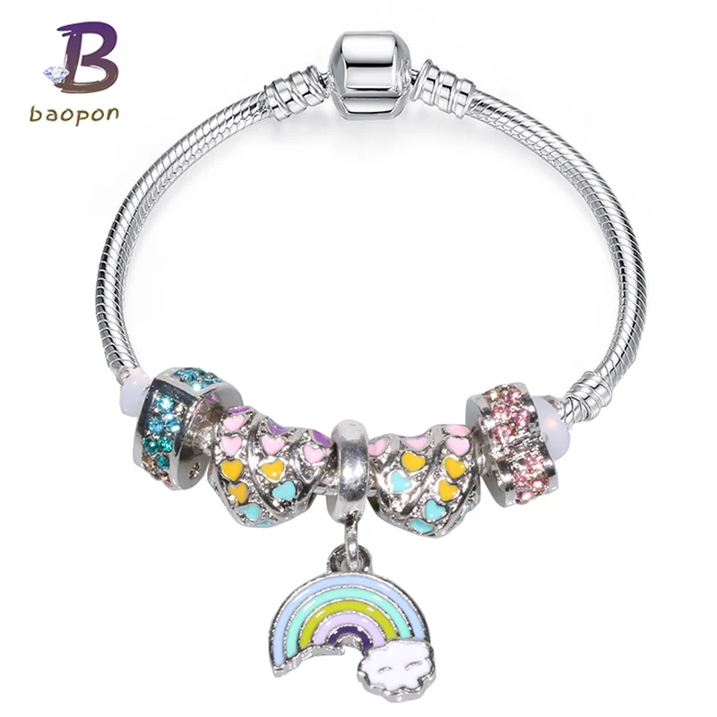 BAOPON Радуга любви стиль браслет с симпатичной змеиной цепи бренд браслет для женщин модные ювелирные изделия - Окраска металла: Blue