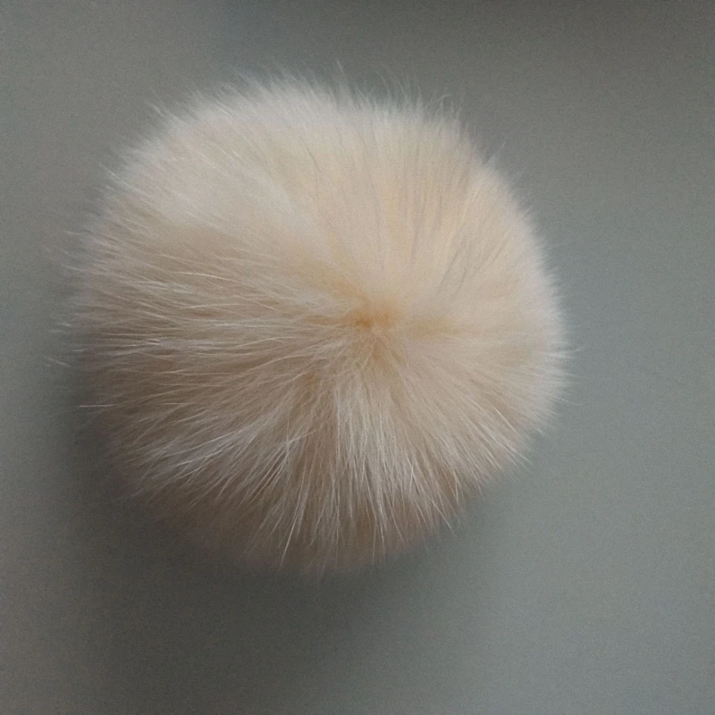 11 см натуральный Лисий мех помпон пушистая DIY зимняя шапка Skullies шапка вязаная шапка помпоны TWF009-pink - Цвет: beige