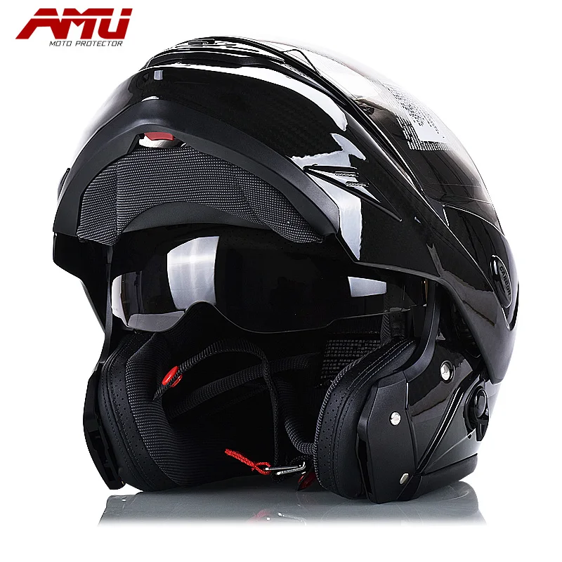 AMU Carbonfiber флип шлем для лица мото взрослых мужские cascos capacete мотоциклетный