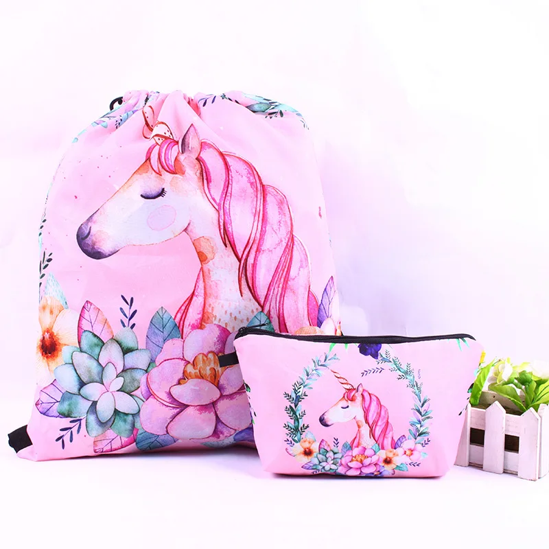 

Women Drawstring Bag For Student Unicorn Printing Schoolbags Pattern Drop Shipping