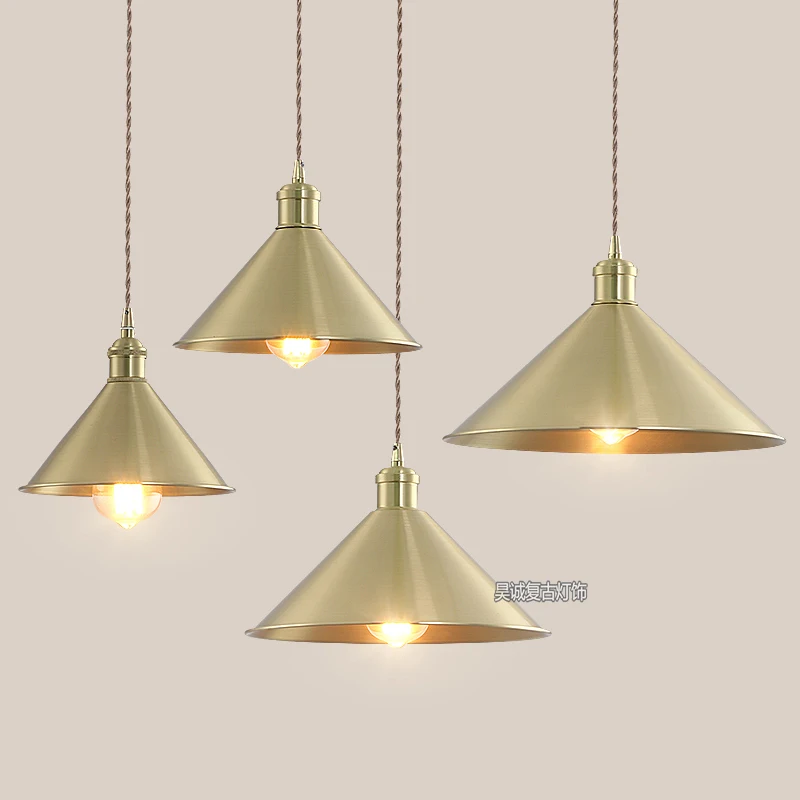

Nordic chandelier bedroom bedside aisle loft bar restaurant industrial wind porch American-style pot cover brass lamp