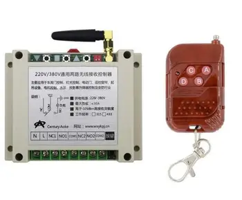 

latest universal AC220V 250V 380V 30A 2CH RF Wireless Remote Control Switch System 1 transmitter +1 receiver for motor door pump