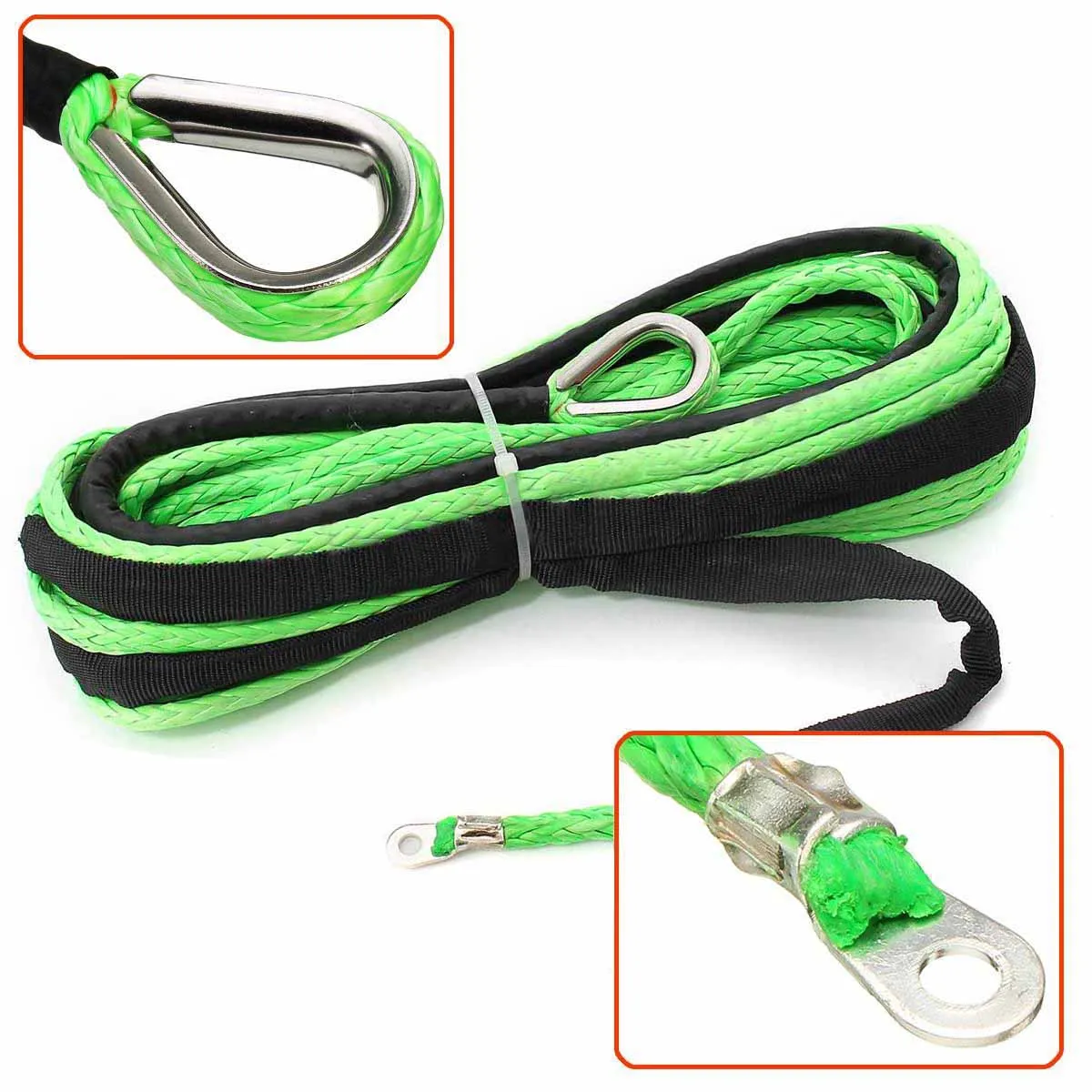 

1pcs Green Synthetic Winch Rope 4.8MM*15M 5500lbs Cable Line Rope With Hook for ATV UTV Off-Road