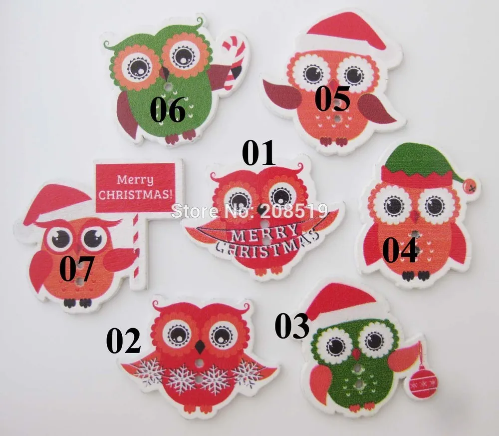 

WBNKEE Mixed Christmas Button Randomly 50Pcs Flatback No Holes Decorative Craft buttons wooden arts crafts & sewing