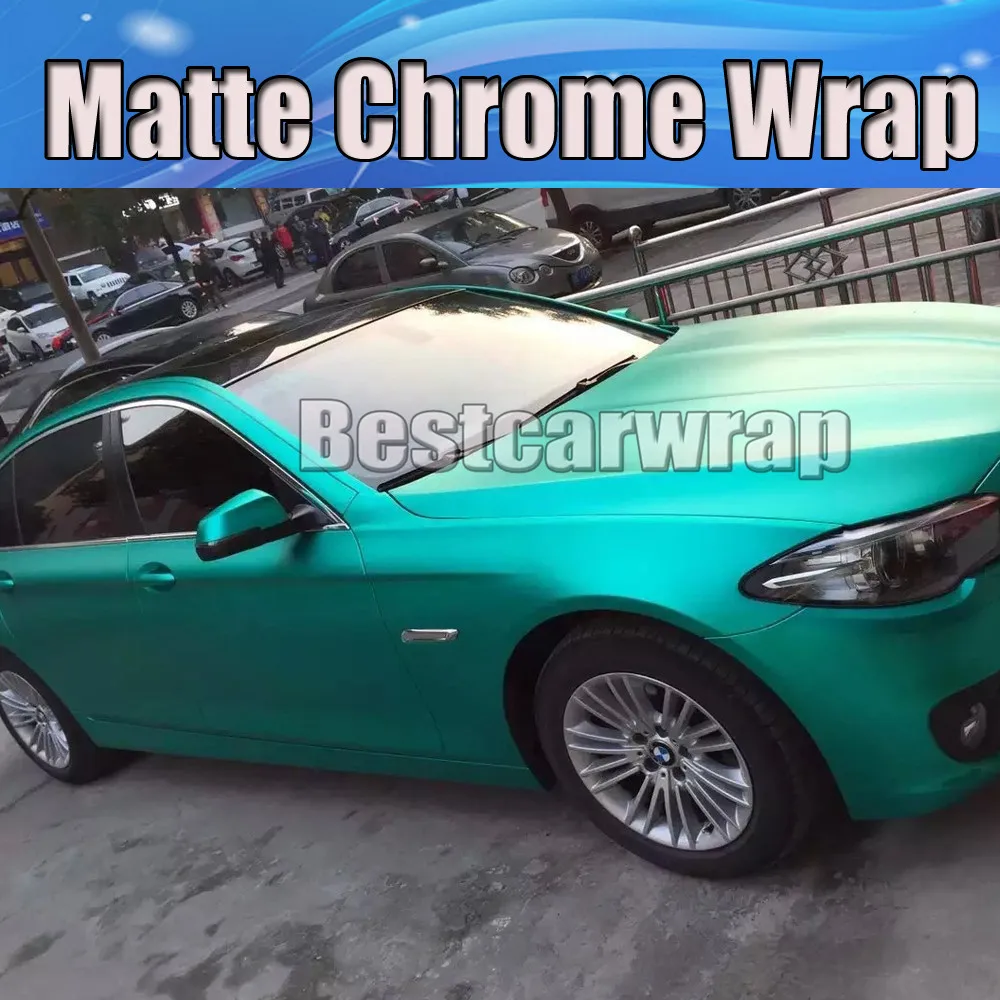 

PROTWRAPS Tiffany Blue Matt Chrome Vinyl Wrap Chrome Matte mint Film with Air Bubble Free Full Car Wrap Foil Size: 1.52x20m