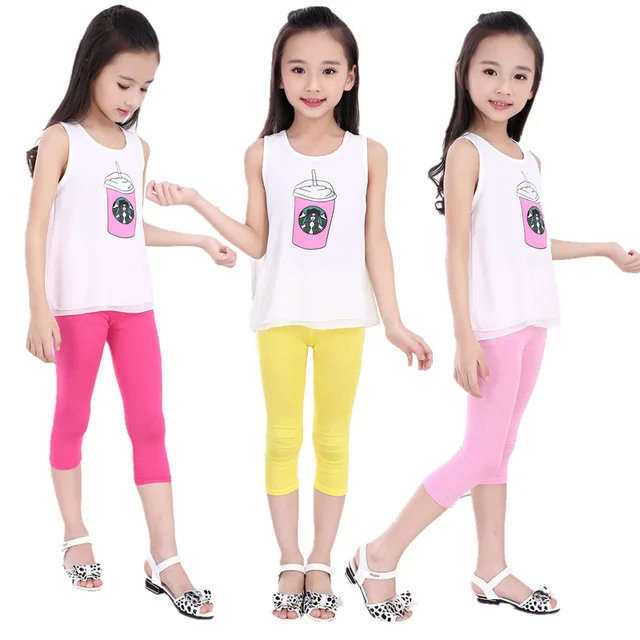 

Summer baby girls modal pants Capri pants Slim fit candy cute casual color Slender leggings thin smooth calf pants