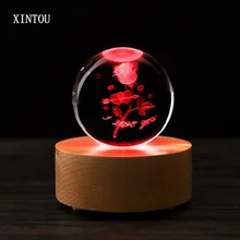 XINTOU 80 mm Crystal Rose Flower Ball Valentine s Day Wedding Home Articles Decoration Gift Wooden