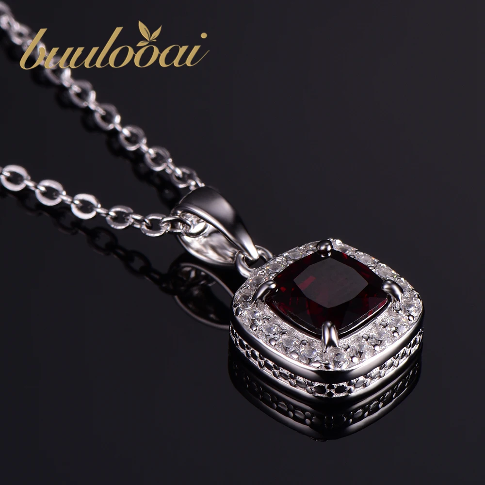 

buulooai Genuine 1.2ct Natural Garnet Pendants 925 Sterling Silver Fine Wedding Jewelry For Women sterling-silver-jewelry