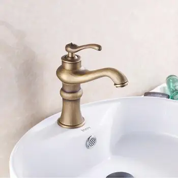 

New pattern Retro Faucet Bathroom Sink Basin Faucet Antique Brass Single Handle Single Hole Deck Mount 5840