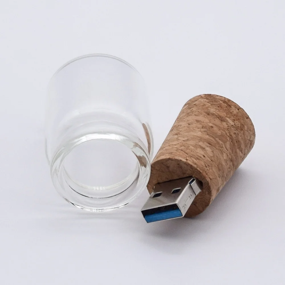 best pen drive brand USB 3.0 free personalized customization Glass drift bottle Cork USB wooden box pendrive 8GB 16GB 32GB 64GB wedding gift thunderbolt flash drive