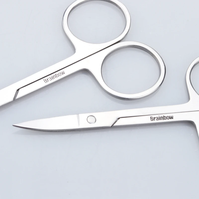 Brainbow 2pcs Small Makeup Scissors Eyebrow Eyelashes Nose Hair Scissor Stainless Steel Face Hair Removal Tools Round Point Head 6
