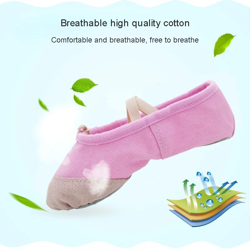 

A pair of male and female adult children soft canvas soft bottom elastic yoga dance shoes