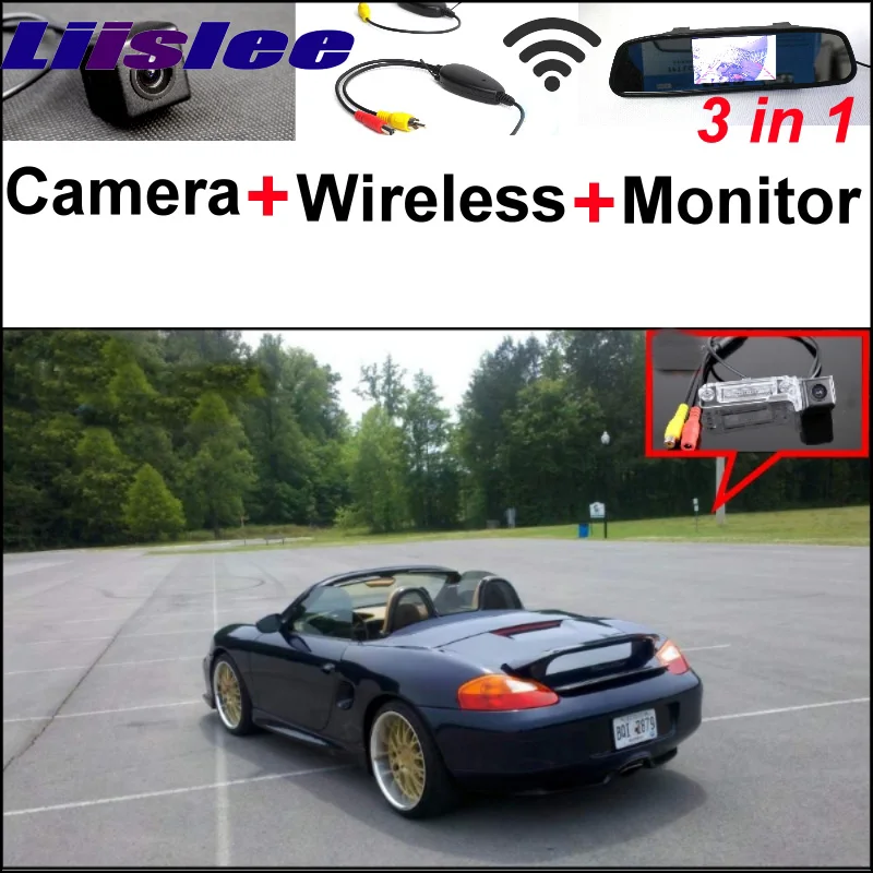 

3 in1 Special Rear View Camera + Wireless Receiver + Mirror Monitor DIY Back Up Parking System For Porsche 986 BOXSTER 1997~2004