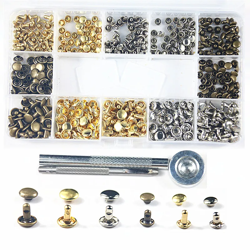 240 Set Double Cap Rivets With 3pcs Fixing Tools For Jackets Belts Jeans  Bags Clothing Fabric Leather Craft Diy Accessories Tool - Garment Rivets -  AliExpress