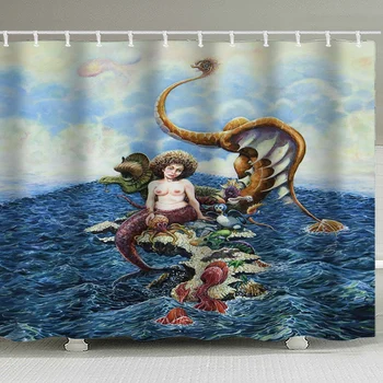 

Hot Sale Sea-maid 3D Printed Shower Curtain Beautiful Bathroom Decorations