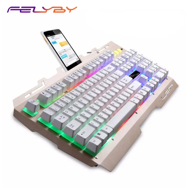 

FELYBY G700 USB Wired RGB LED Rainbow Backlight 104 Keys Gaming Keyboard for Laptop Desktop Computer