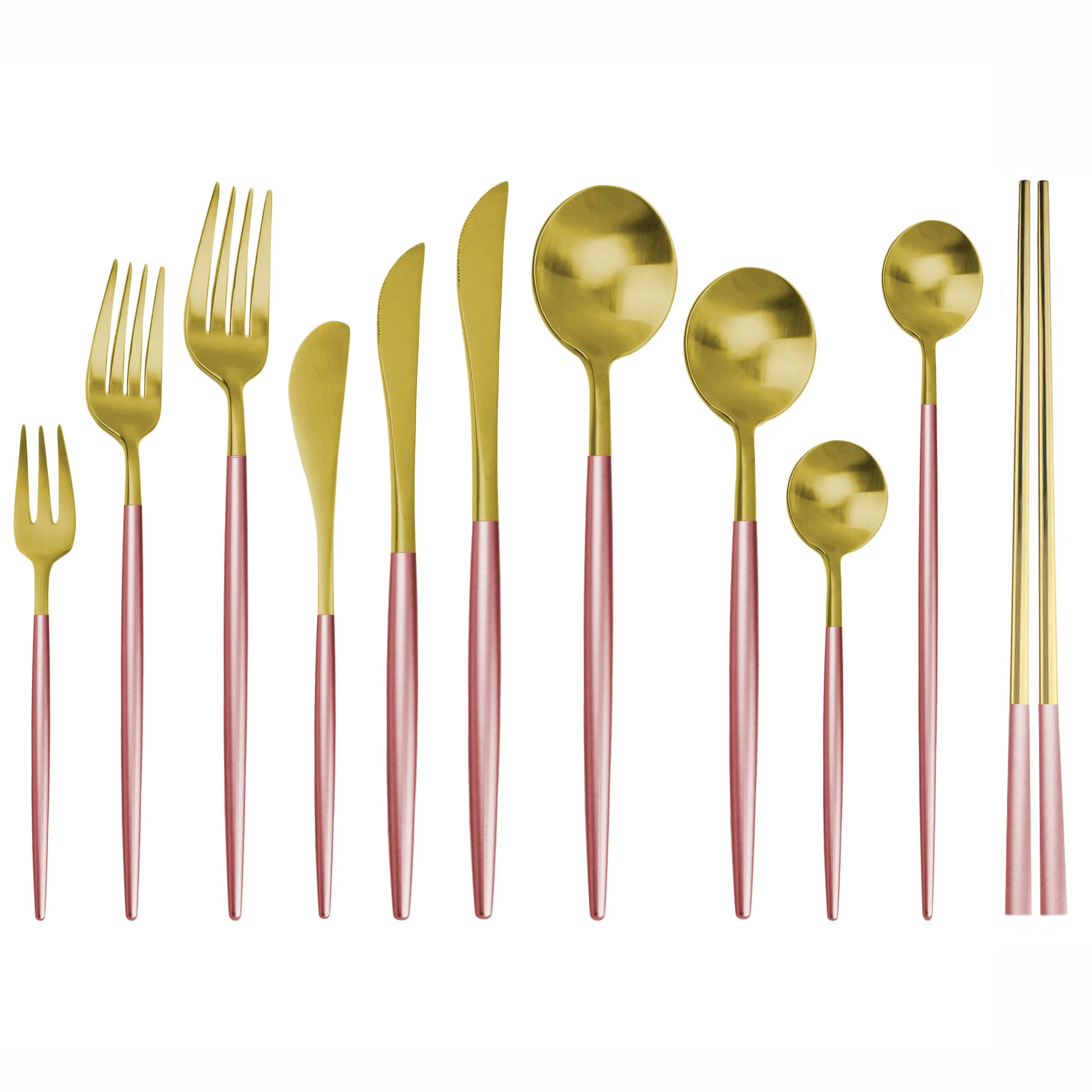 

Pink Gold Dinnerware Set Stainless Steel Cutlery Set Knife Dessert Spoon Fork Golden Set Tableware Restaurant Wholesale