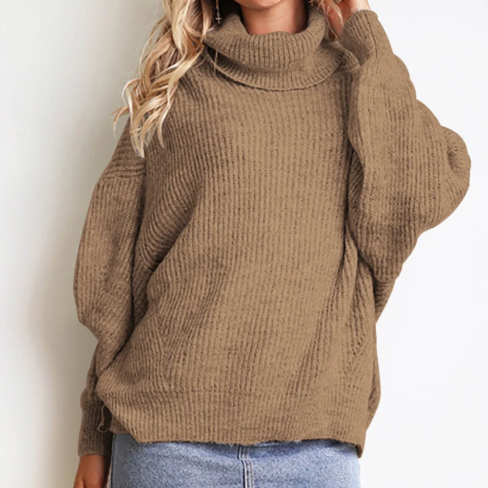 

Joineles Solid Turtleneck Women Casual Sweaters Women'S Jumper Autumn Knitted Female Loose Sweater Pullovers Pull Femme Outwear