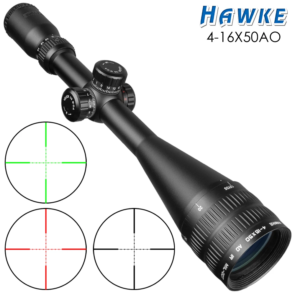 

Hawke 4-16x50 Scope Tactical AOIR Hunting Riflescopes Red Green Cross Illuminated Optic Sight Reticle Scopes Sniper Rifle Scopes