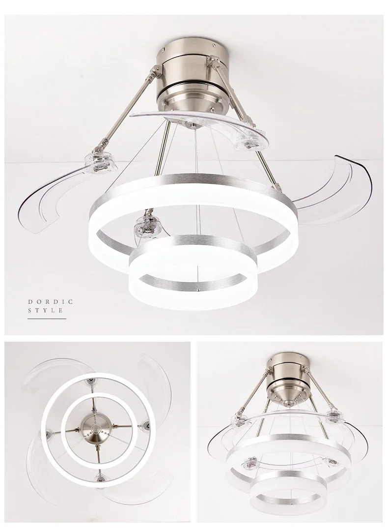 Современный Креативный простой светодиодный потолочный вентилятор свет Невидимый вентилятор свет гостиная столовая спальня домашний свет