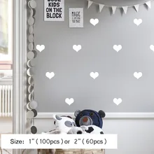 100 шт/50 шт любовь сердце белый мягкий розовый черный бирюзовый цвет наклейки на стену для девочек комнаты съемные украшения дома наклейки D863