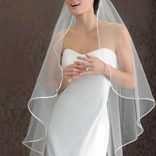 Новая горячая распродажа высокое качество 1 м бедра Длина один ленточная Лента Край длинная белая цвета слоновой кости венчальная Фата свадебная фата простая вуаль