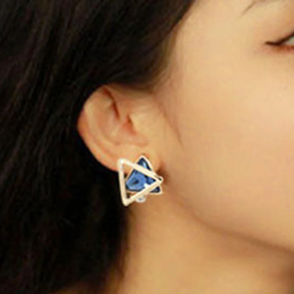 

Triangle Rhinestone Stud Earrings Eardrop Socialite Women Banquet Party Jewelry