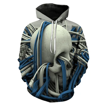 

2018 New EU Plus Size Men Hoody Sweatshirts Melted 3D Printed Tattoos Skull Hoodies Fashion Casual Pullover Tops Spring Hipster