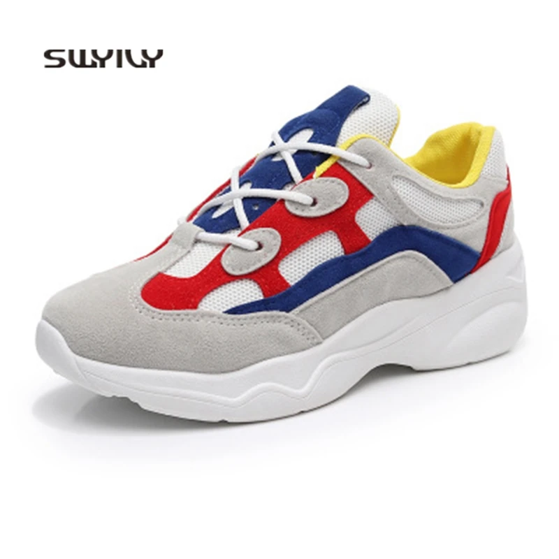 SWYIVY Women Running Shoes Lace-up Light Weight 2018 New Autumn Women Sneakers Anti-slip Hard-wearing Women Sport Jogging Shoes