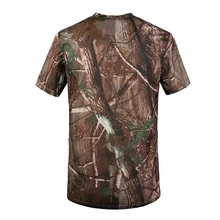 Новая уличная камуфляжная футболка для охоты Мужская дышащая армейская тактическая Боевая футболка Военная сухая Спортивная Camo Camp Tees-Tree M