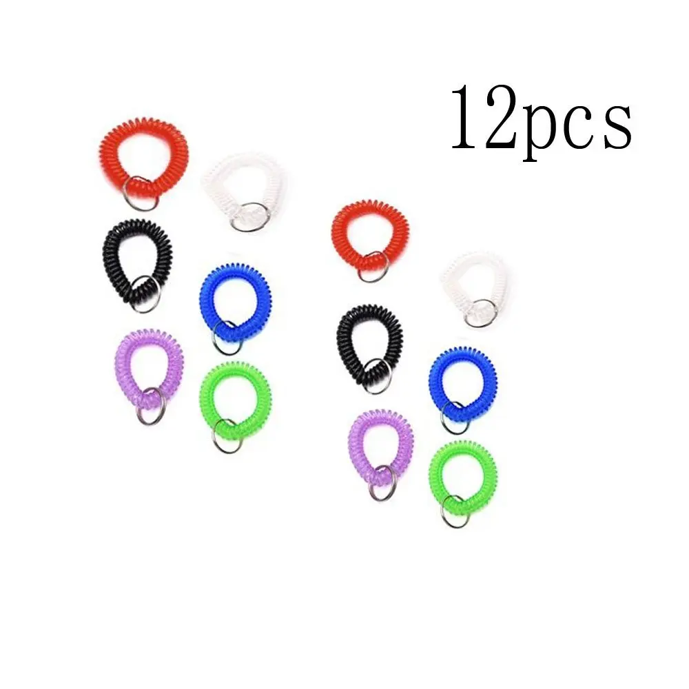 

Pack of 12 Assorted Color Stretchable Plastic Bracelet Wrist Coil Wrist Band Key Ring Chain Holder Tag (12PCS-6 Mixed Color)