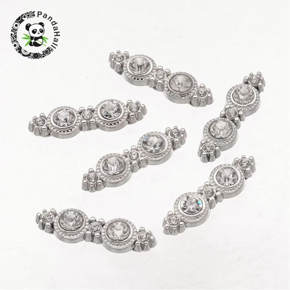 Сплав Rhinestone Распорки, класс, цвет металла, Размер: около 8.7 мм широкий, 29.3 мм, 6.4 мм толщиной, отверстие: 1.2 мм