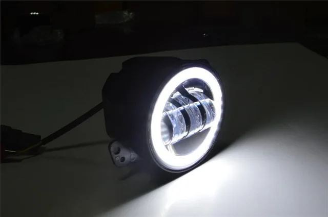 FADUIES 2PCS DOT 4Inch Round Wrangler Led Fog Light 30W 6000K White Halo Ring DRL Off Road Fog Lamps For Jeep Wrangler JK TJ LJ  (1)
