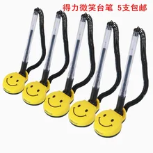 

Carton smile cute 5pcs business office desk pens sets pen 0.5mm Gel black Ink Pen holder free shipping
