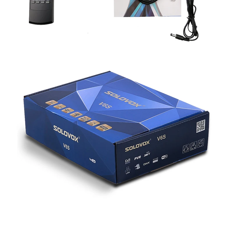 Solovox V6S коробка спутникового ресивера Поддержка H.265 m3u IPTV USB Wi-Fi, Поддержка испанский 7 Клин CCCAM Biss ключей PowerVu DRE PowerVU