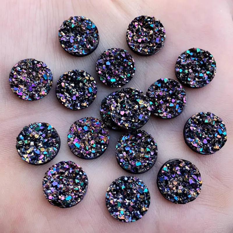 Bling 50 шт 12 мм круглый AB цвета минеральная поверхность смолы Стразы плоский с оборота камень Кабошон DIY Свадебные украшения ремесла-B28 - Цвет: B282