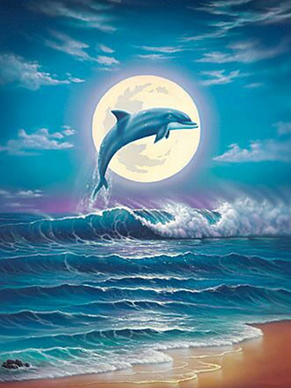 

5D Diy Diamond Painting Cross Stitch Dolphins Sea Full Square Diamond Embroidery Sale Rinestones Painting Diamond Mosaic Decor