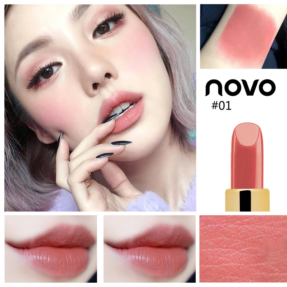 

NOVO Diamond Brighten Matte Lipstick Waterproof Long-lasting Lips Moisturizing Tint Pigment Velvet Makeup batom Korean Cosmetics