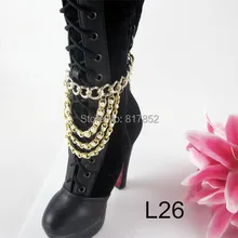 L26 Для женщин 1 Boot обувная цепочка Ювелирные изделия в стиле «панк» с отделкой жемчугом, золотом, тон ножные браслеты цепочки