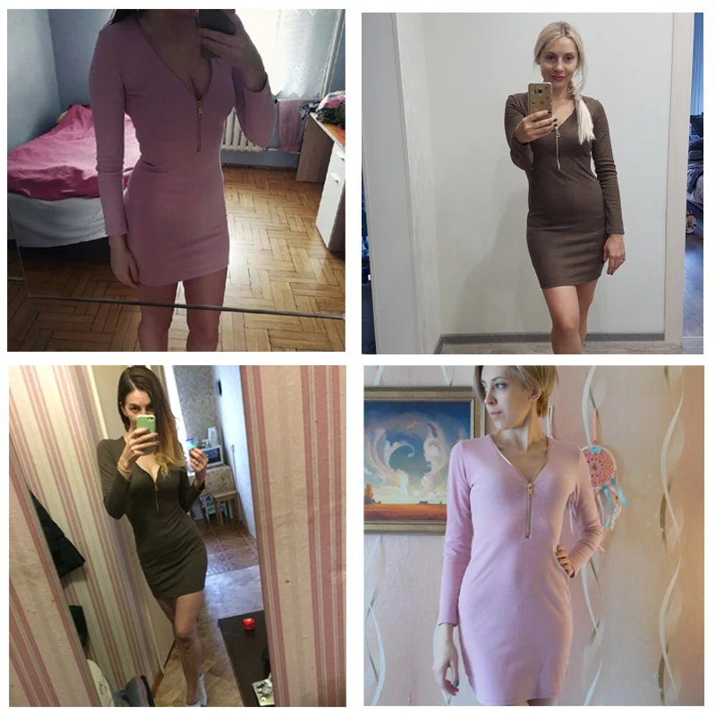 Анжела и Алекс Vestidos Вязание платье 2018 Новинка весны молнии v образным вырезом