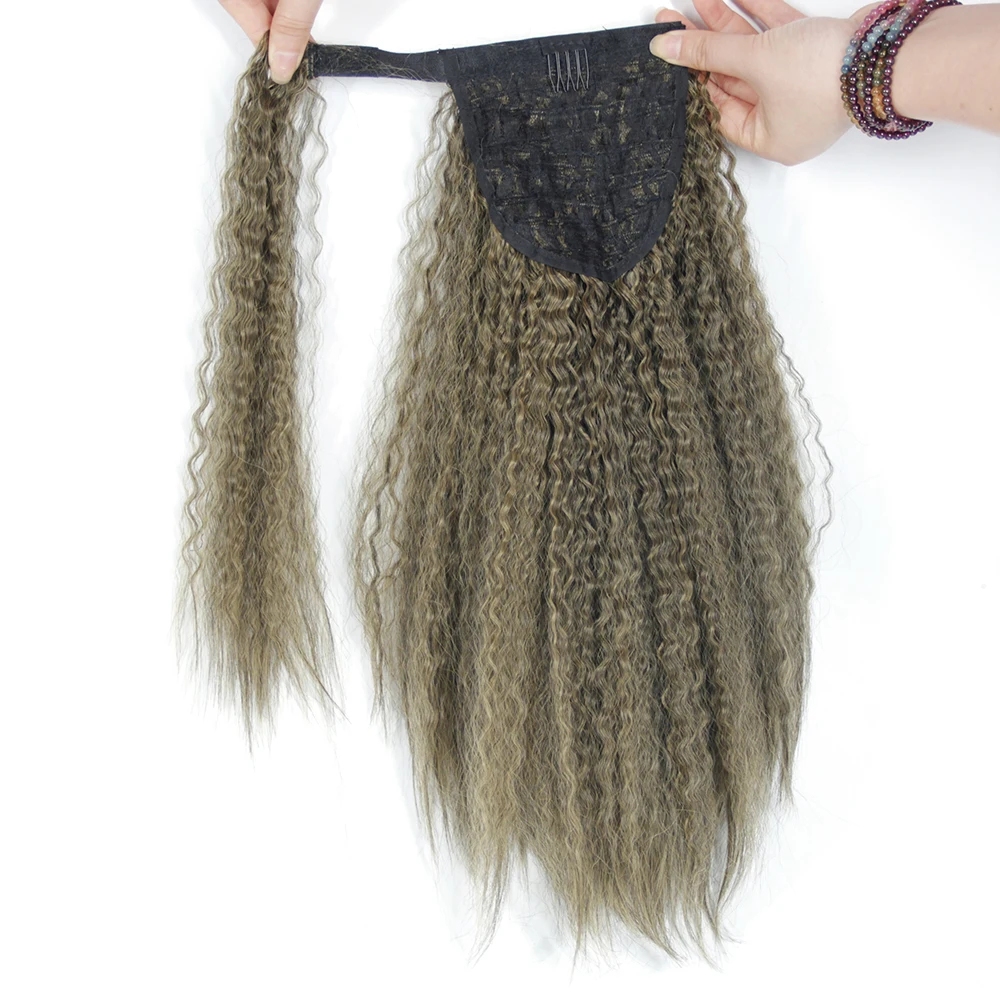 kinky curly ponytail extensions fake hair estenciones del cabello pony tail hair extensions hair pieces