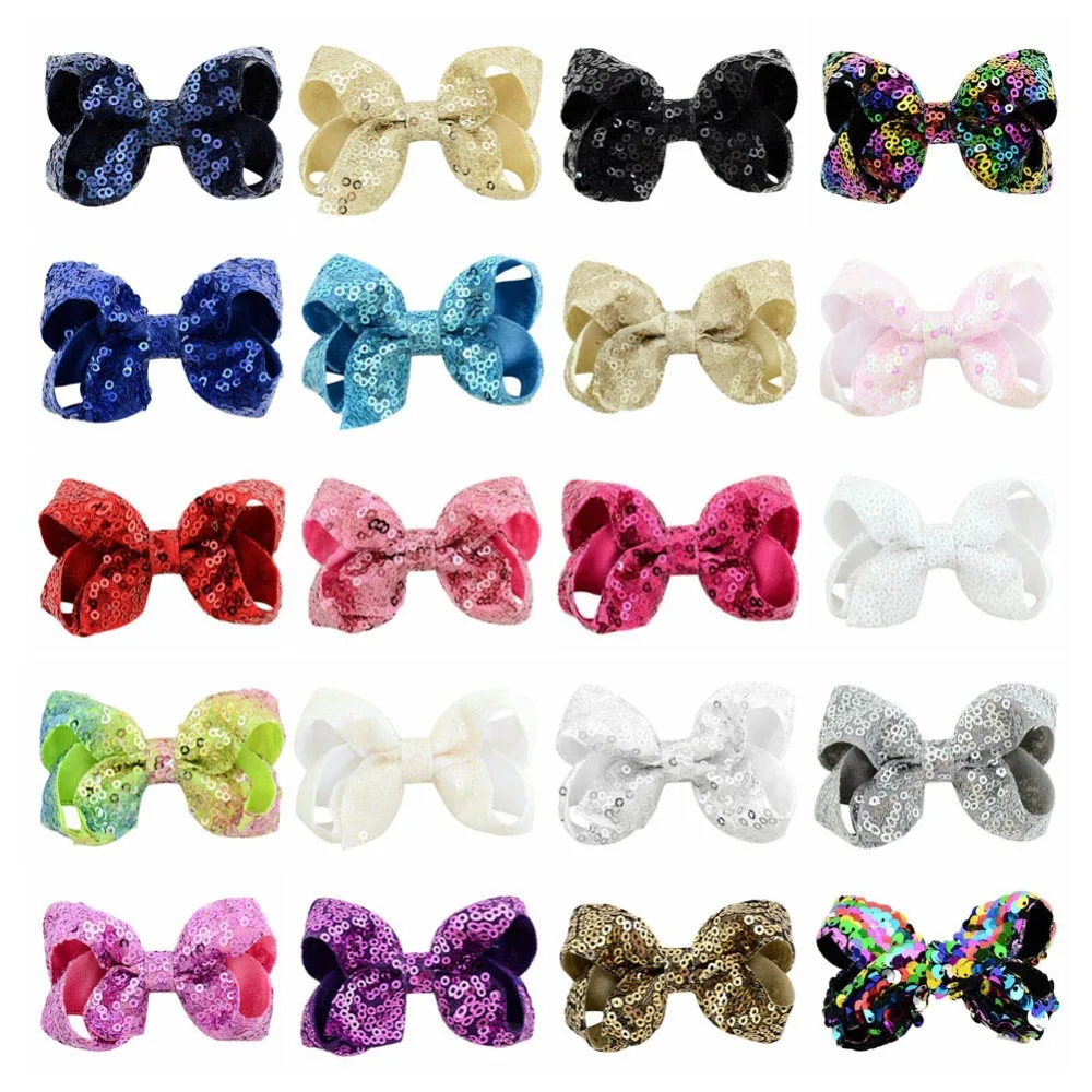 

1 Pcs 3.15inch Colorued Stitching Glitter with Dots Rainbow Color Hairpin Girls Large Bow Clip DIY Hair Accessorie854