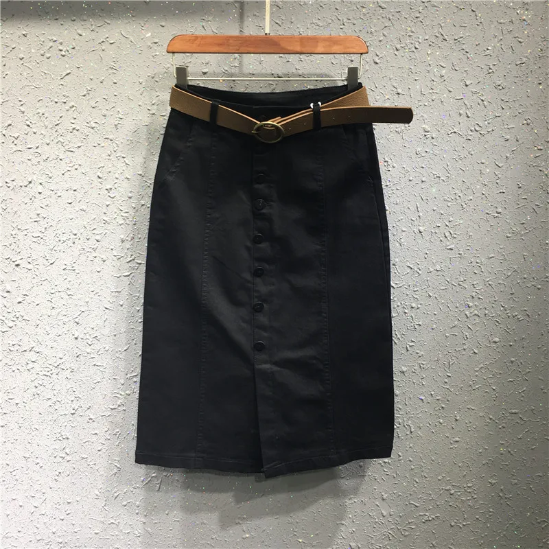 Весенне-летняя повседневная женская тонкая джинсовая юбка-карандаш с высокой талией, женский в Корейском стиле узкие джинсовые юбки