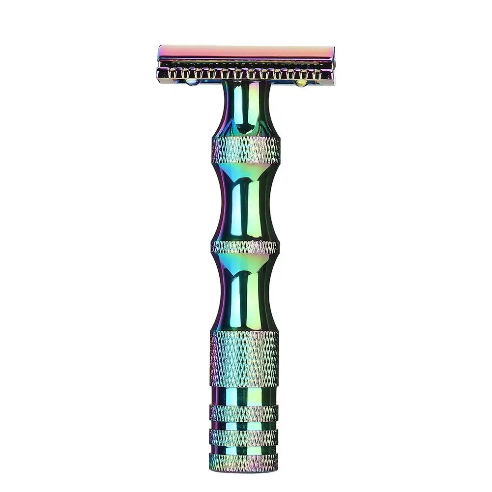 Бритва с вращающейся ручкой, безопасная бритва с двойными краями, классическая мужская бритва для бритья, лезвия для бритья, ручная Бритва для удаления волос - Цвет: Colorful