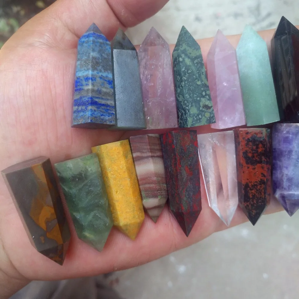 

natural amethyst+rose+jade+ lapis lazuli+obsidian quartz crystal wand