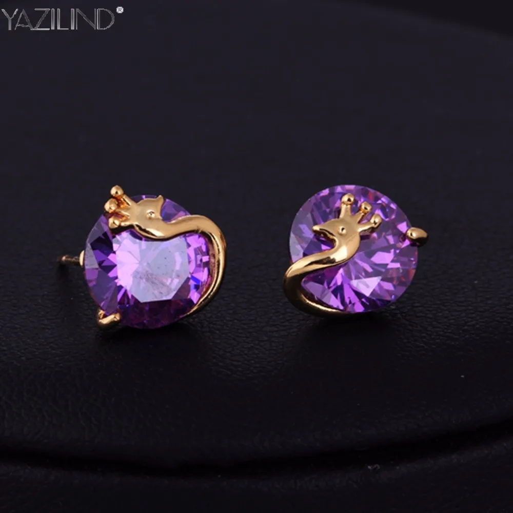 2017 Simple fashion natural Purple fluorite Crystal stones earrings