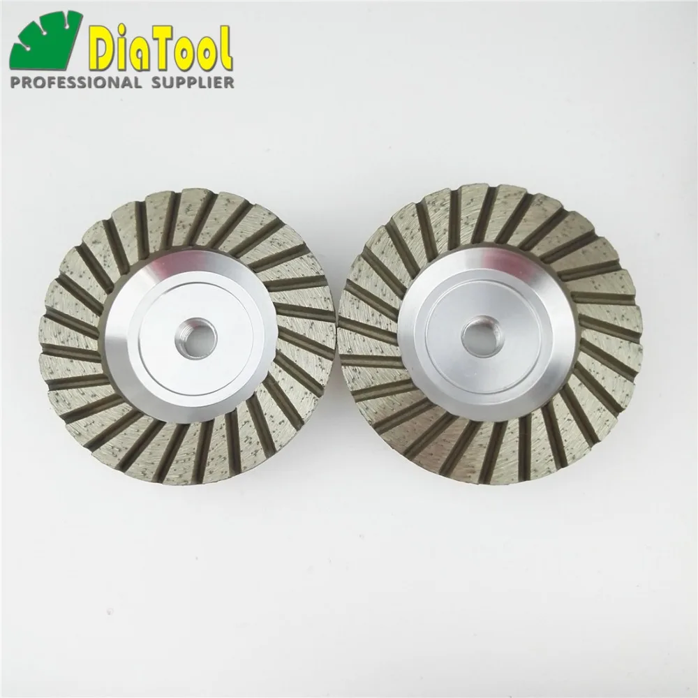 

DIATOOL 2PK 4inch #30 Aluminum Based Diamond Grinding Cup Wheel with M14 Thread for Granite Concrete