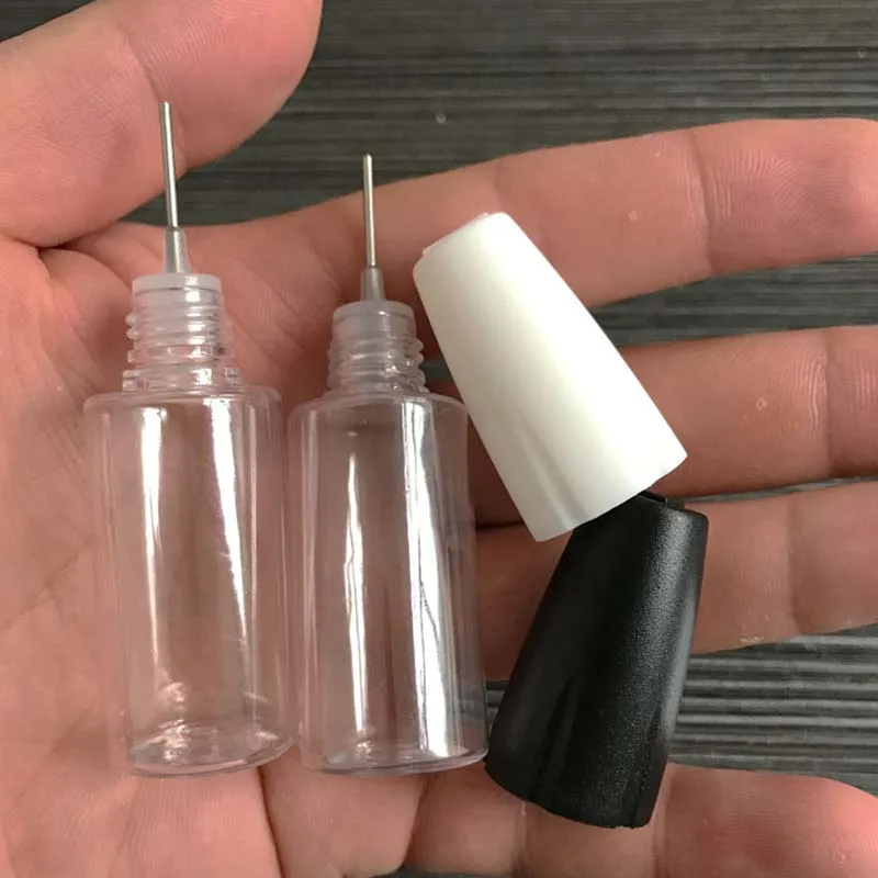 

10ML NEW Vape E-juice E-liquid E-cig empty Plastic Dropper Bottle PET long thin Needle Oil Bottle with white black cap