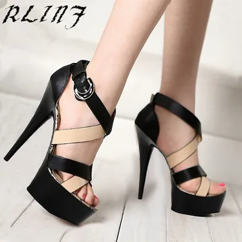 

RLINF 2018 Summer High Heel Peep Toe Fine with 15CM Color Matching