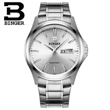 Binger Switzerland watches men luxury brand Men’s Date Stainless Steel Wristwatch Good Quality Waterproof Sapphire Watch